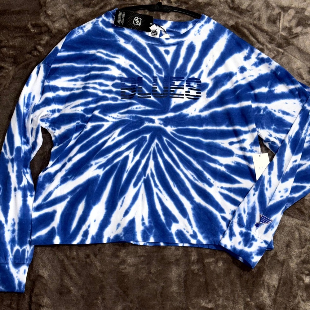 St Louis‎ Blues Sweatshirt Womens Large Tie Dye Cotton Wear By Erin Andrews NHL